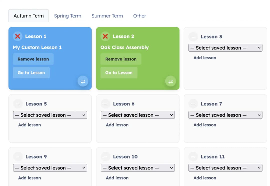 Curriculum Designer interface